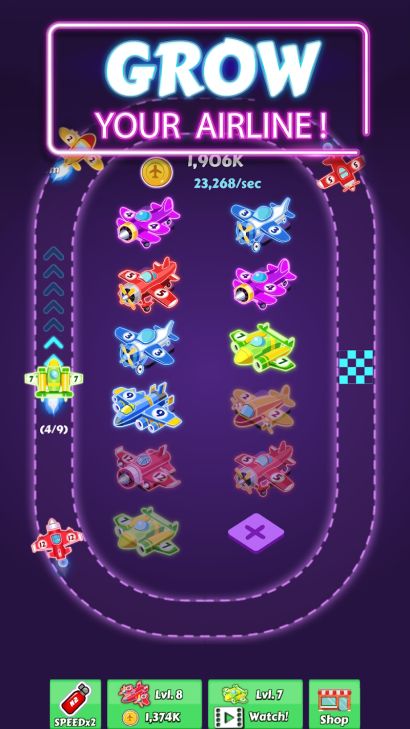 Hình ảnh Merge Planes Neon Game Idle MOD Mua Sắm Miễn Phí