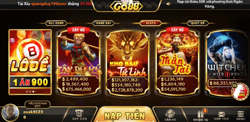 Đa dạng tựa game 