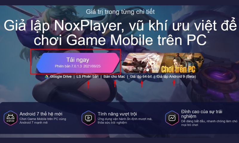 Tải phần mềm NoxPlayer giả lập Android trước khi tải app Cwin