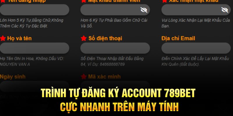 Trình tự đăng ký account 789Bet cực nhanh trên máy tính