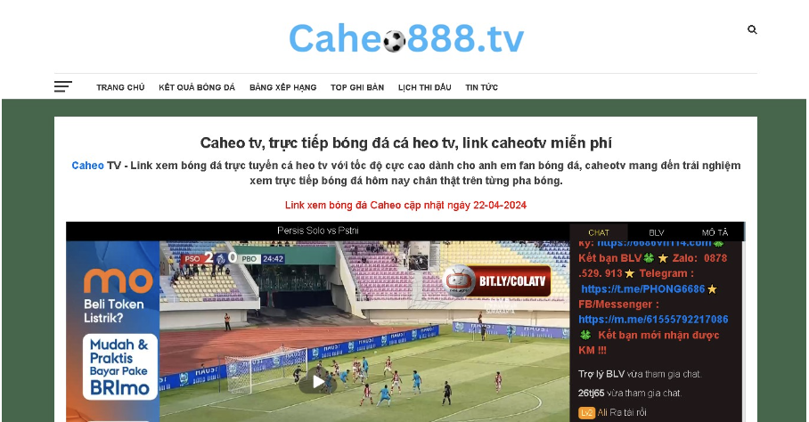 Caheo TV hỗ trợ xem bóng đá hoàn toàn miễn phí