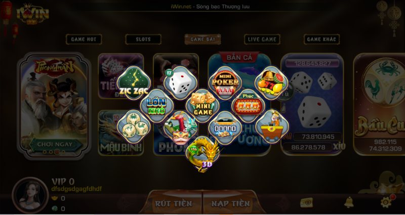 Sự đa dạng các loại game IWin68 thể hiện qua đâu?