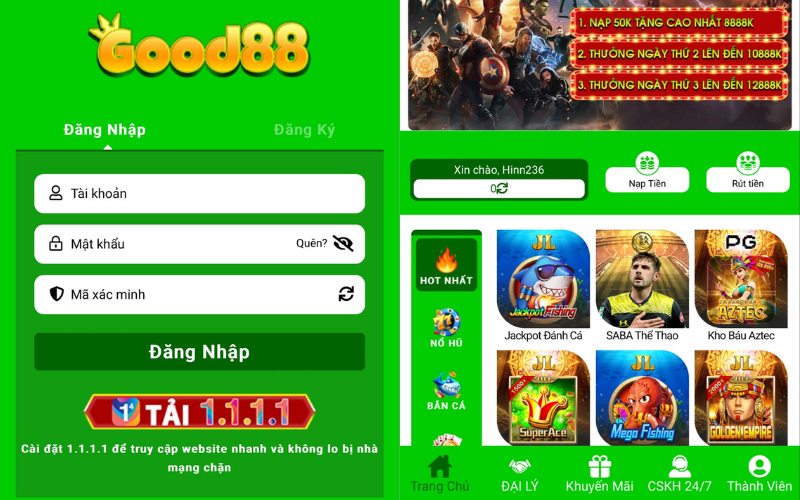 Đăng nhập Good88 trên di động giúp trải nghiệm của bet thủ tiện ích hơn