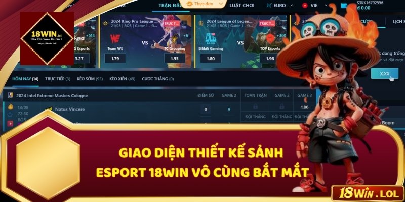 Hình 2: Giao diện thiết kế sảnh esport 18WIN vô cùng bắt mắt